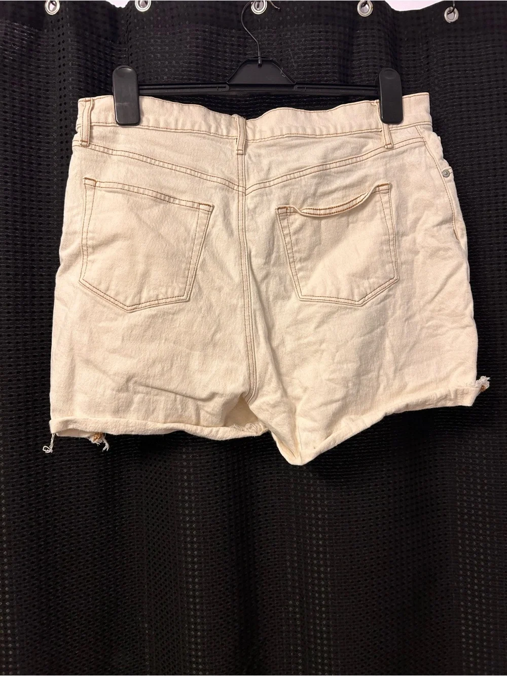 High-Rise Cream Denim Cutoff Shorts
